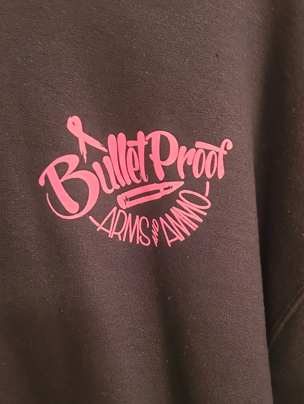 Gildan Black Hoodie with Pink "Bullet Proof" Logo